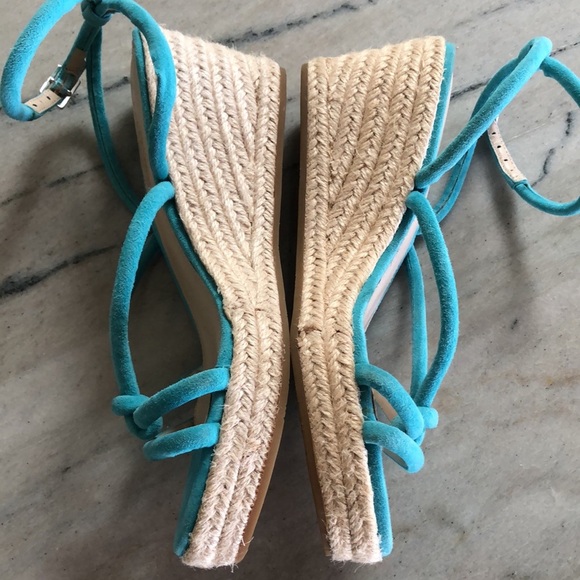 Like new Pelle Moda turquoise suede espadrille wedge heel 7.5 - Picture 4 of 10